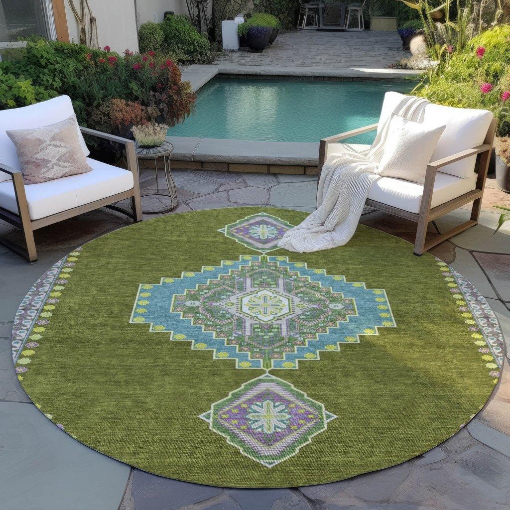 LOOMLAN Rugs Elira Green Washable Indoor-Outdoor Rug