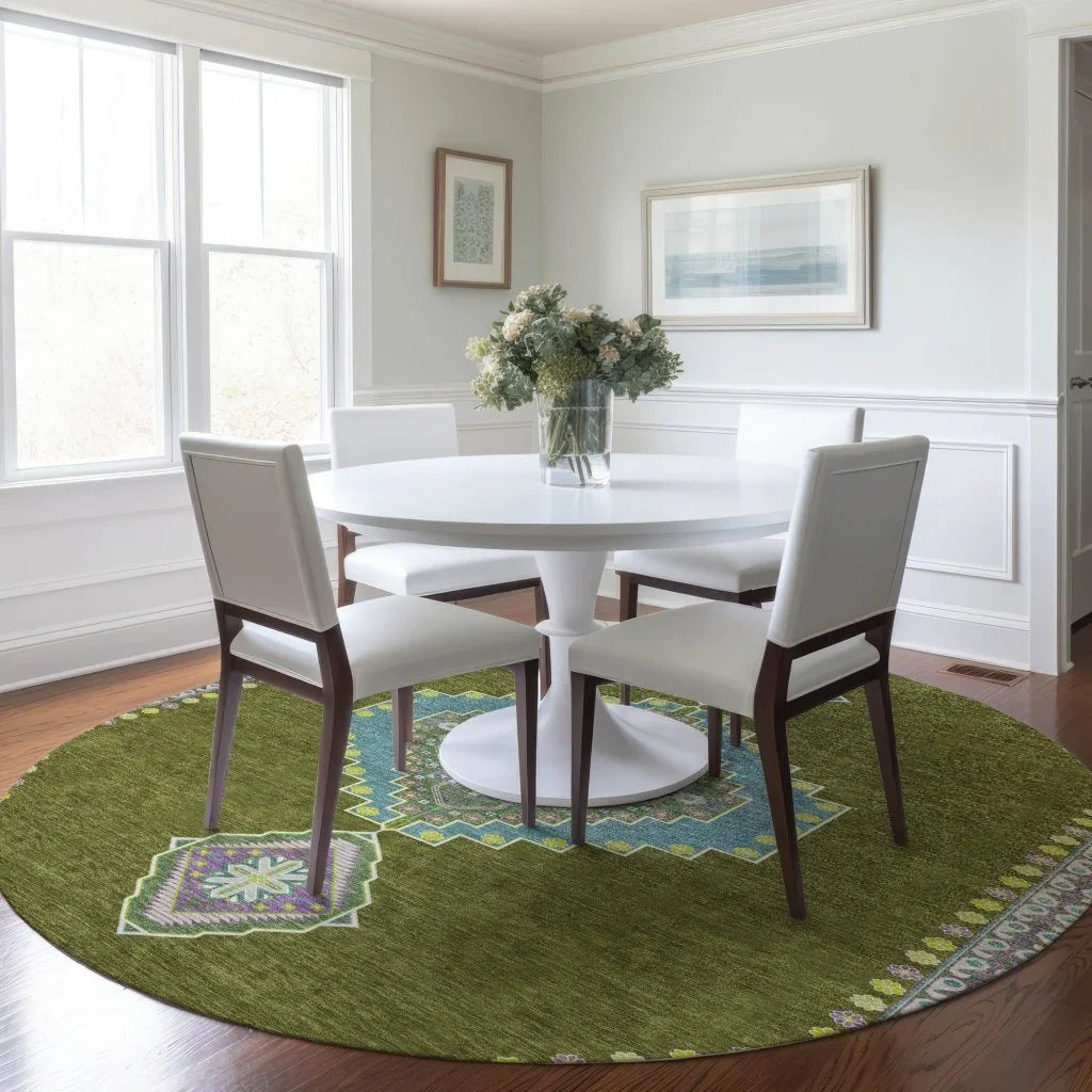 LOOMLAN Rugs Elira Green Washable Indoor-Outdoor Rug