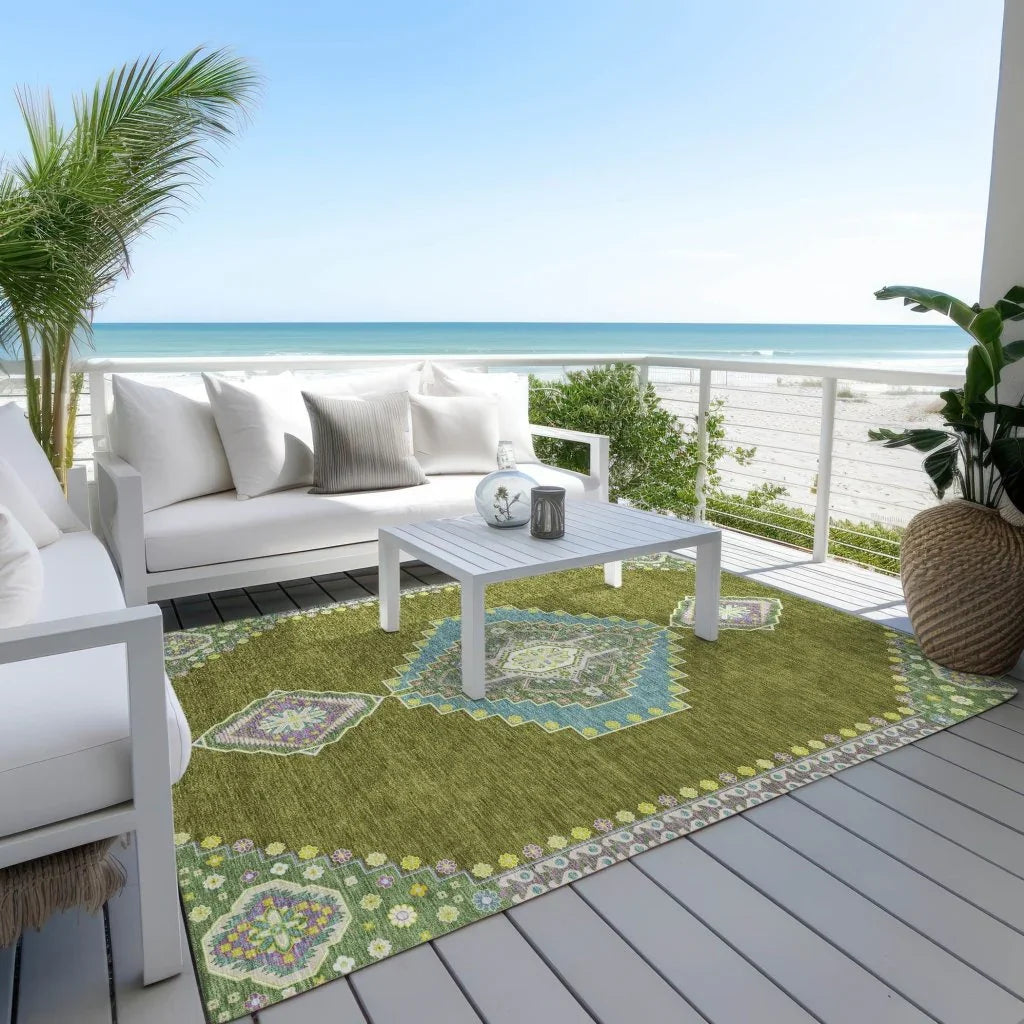 LOOMLAN Rugs Elira Green Washable Indoor-Outdoor Rug