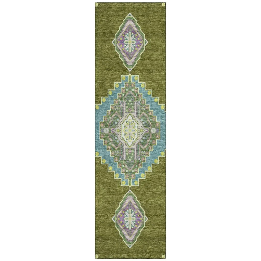 LOOMLAN Rugs Elira Green Washable Indoor-Outdoor Rug