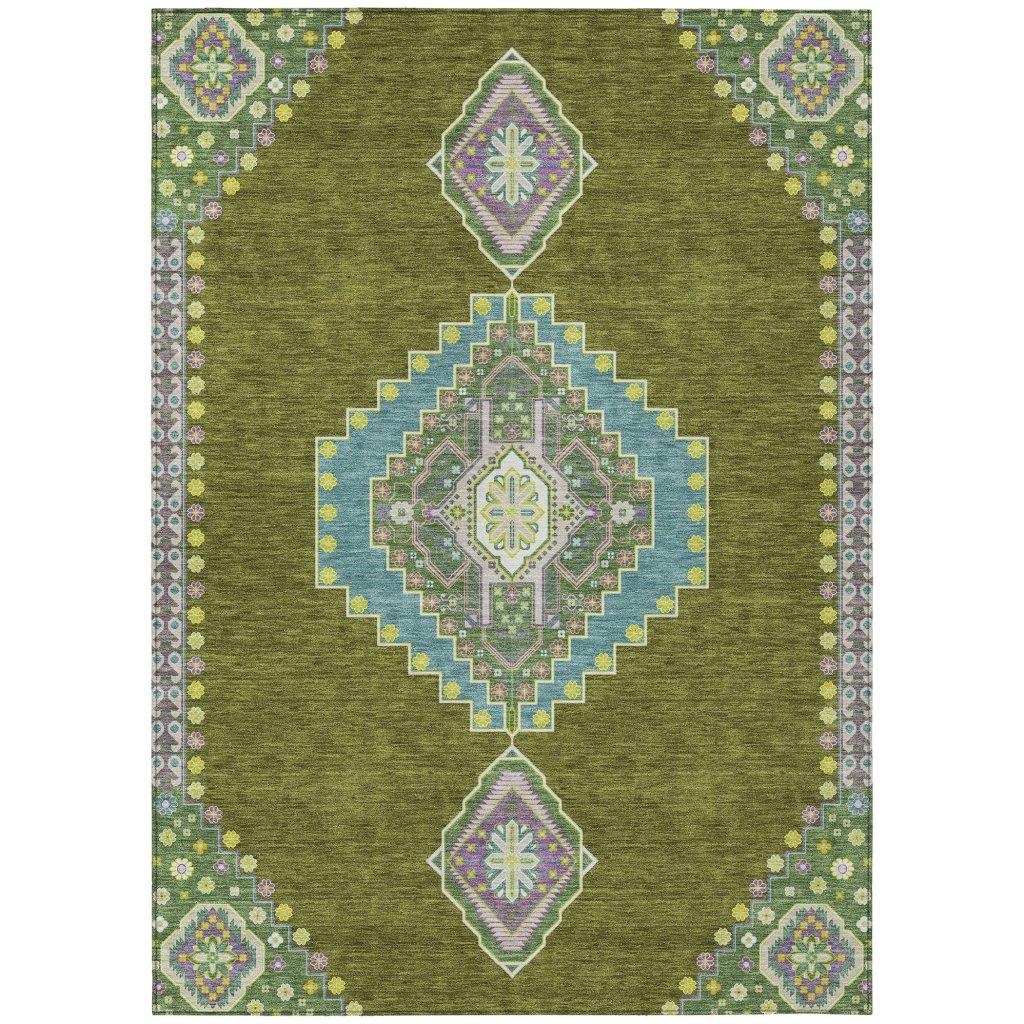 LOOMLAN Rugs Elira Green Washable Indoor-Outdoor Rug
