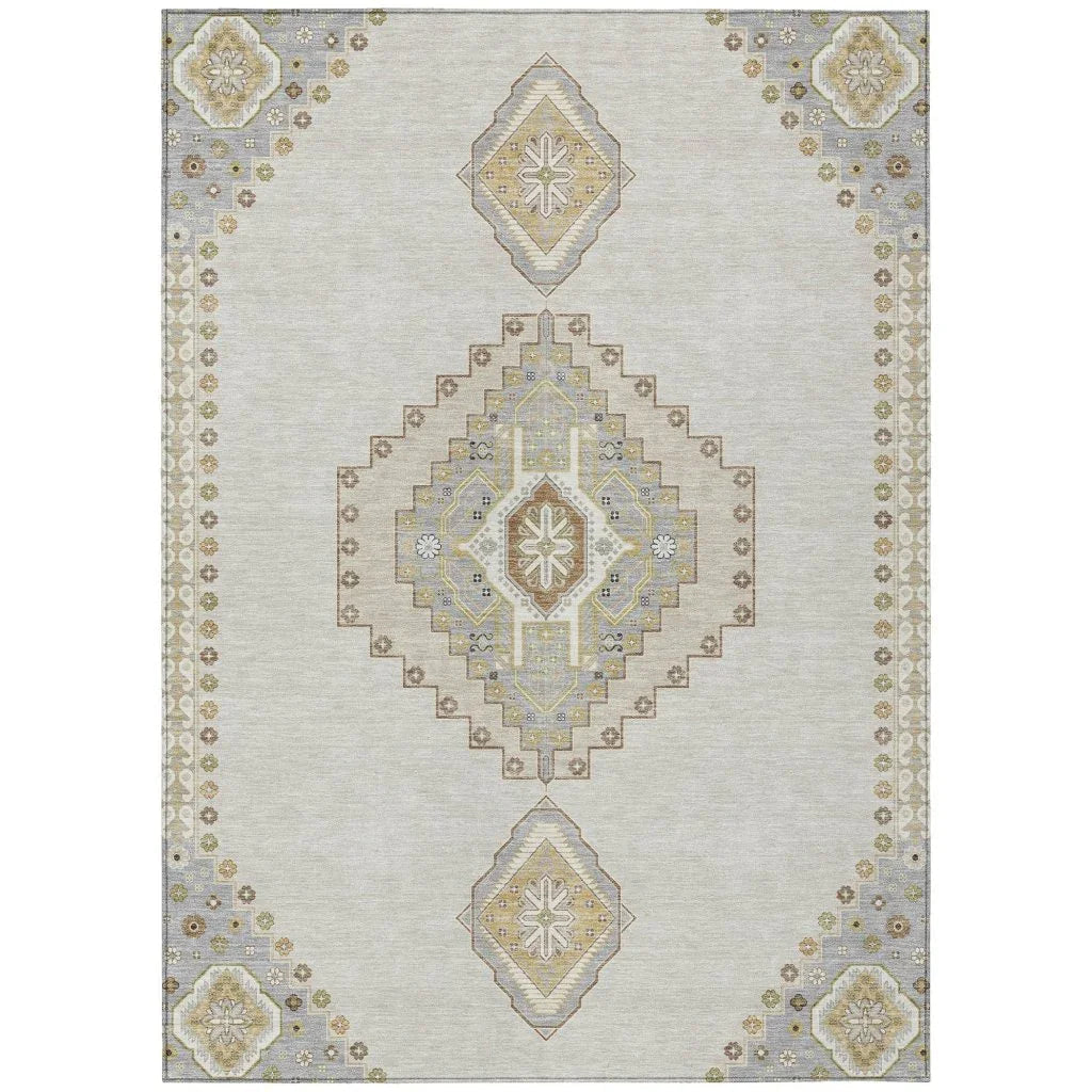 LOOMLAN Rugs Elira Ivory Washable Indoor-Outdoor Rug