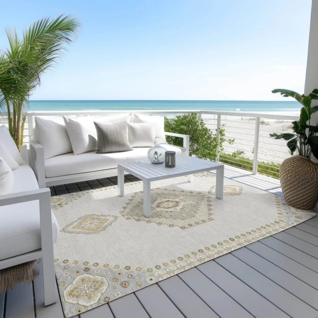 LOOMLAN Rugs Elira Ivory Washable Indoor-Outdoor Rug