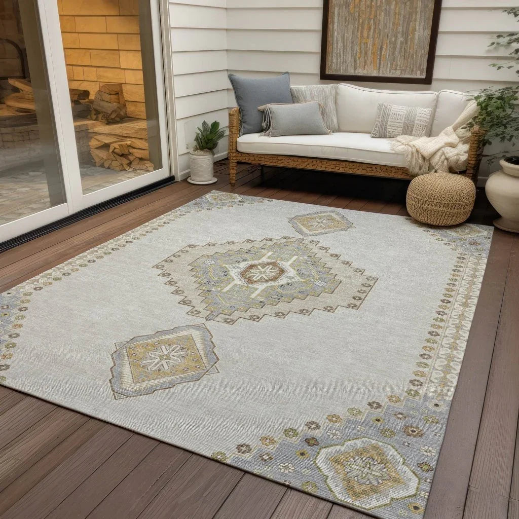 LOOMLAN Rugs Elira Ivory Washable Indoor-Outdoor Rug