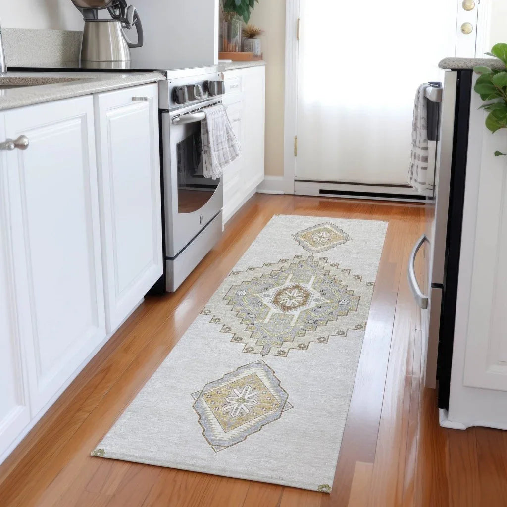 LOOMLAN Rugs Elira Ivory Washable Indoor-Outdoor Rug