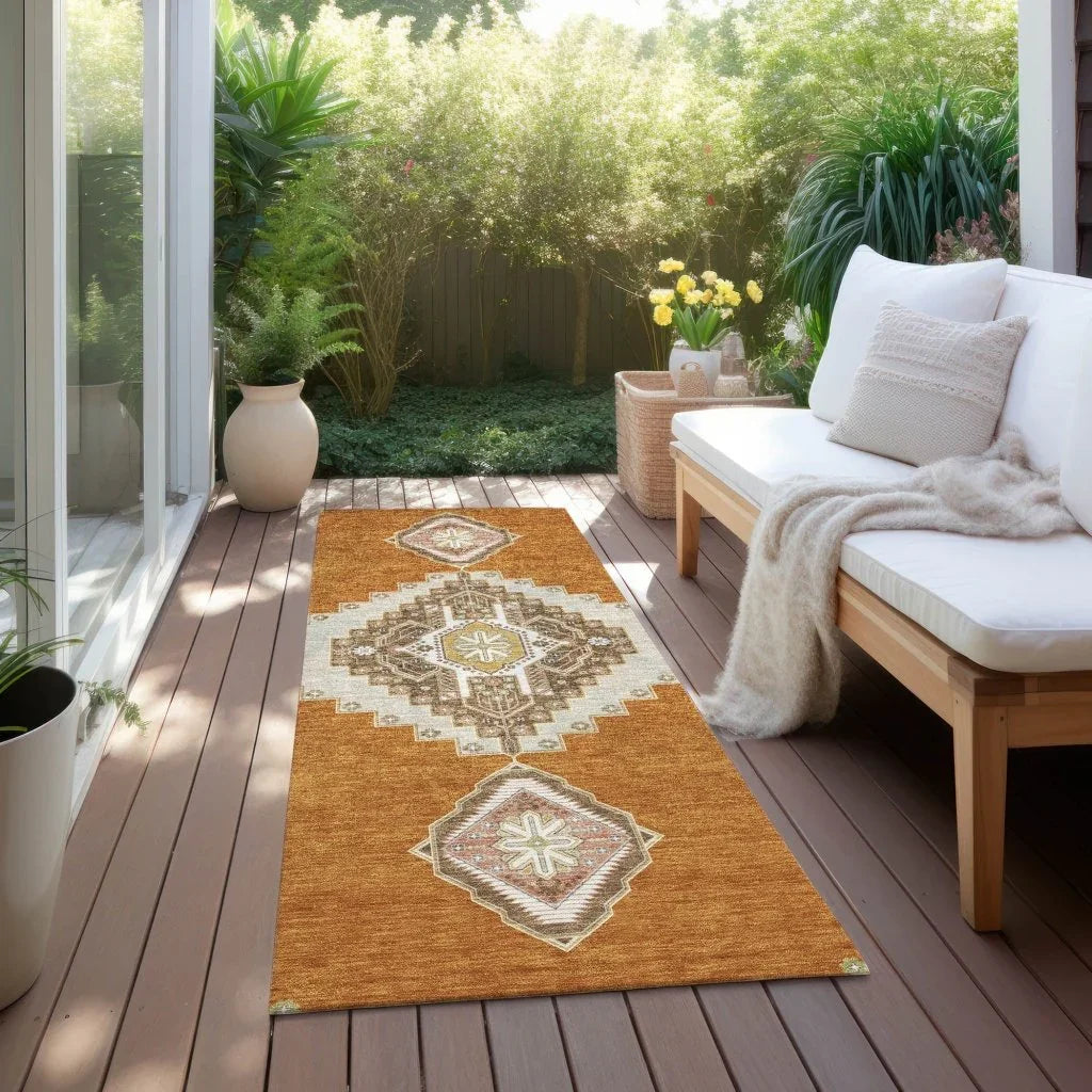 LOOMLAN Rugs Elira Orange Washable Indoor-Outdoor Rug