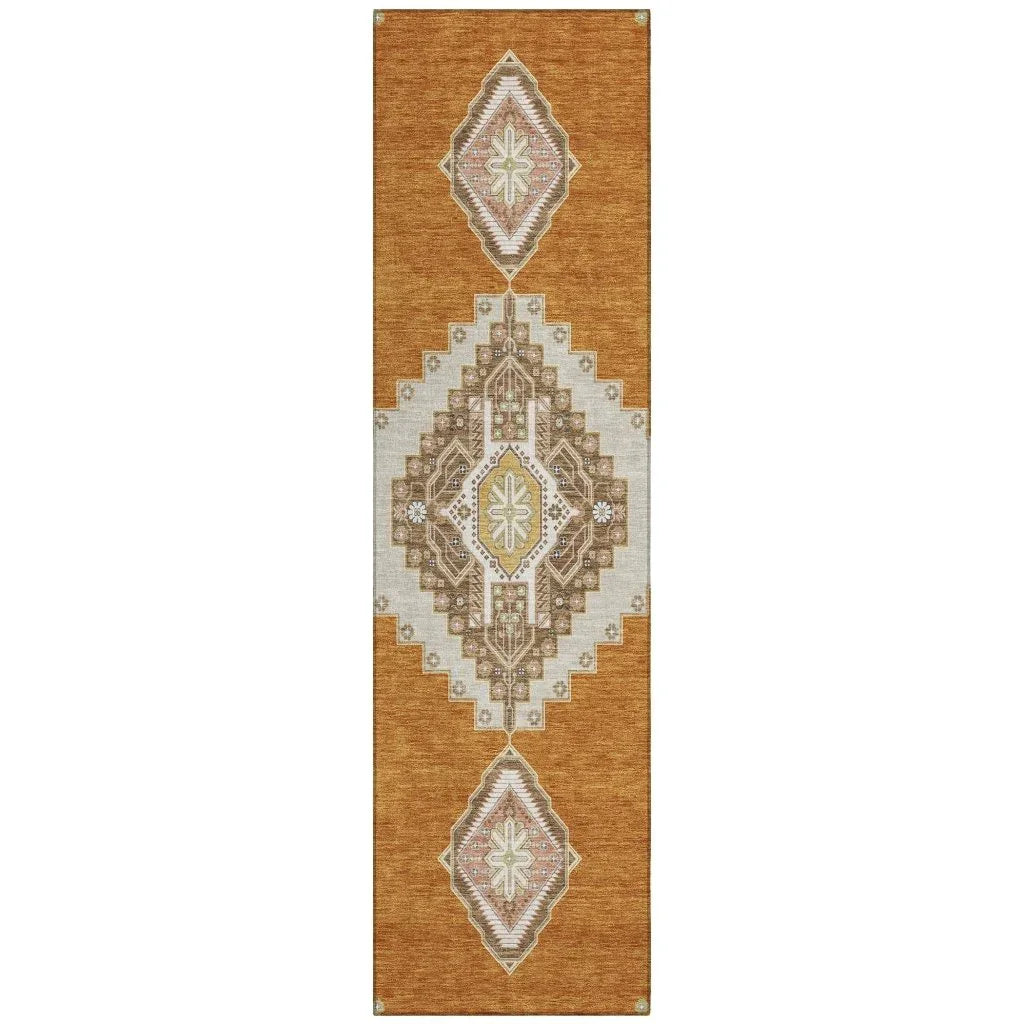 LOOMLAN Rugs Elira Orange Washable Indoor-Outdoor Rug