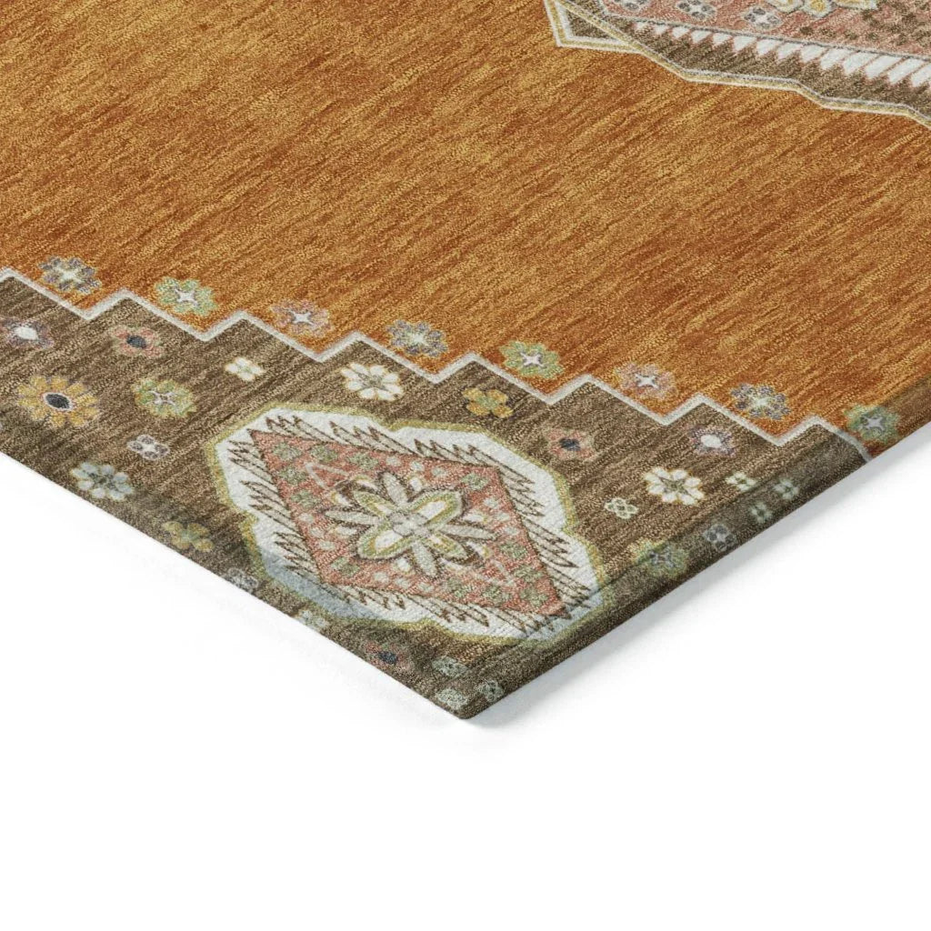 LOOMLAN Rugs Elira Orange Washable Indoor-Outdoor Rug