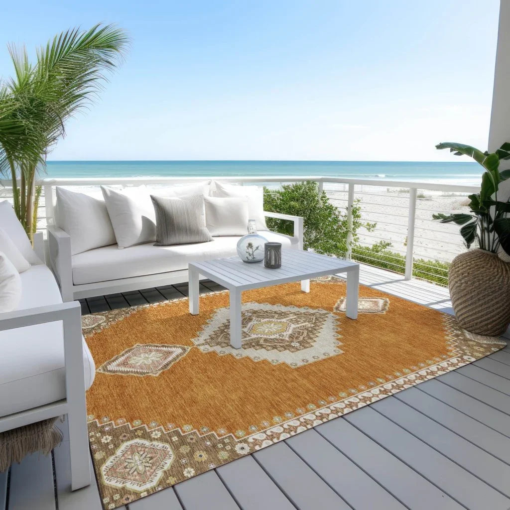 LOOMLAN Rugs Elira Orange Washable Indoor-Outdoor Rug