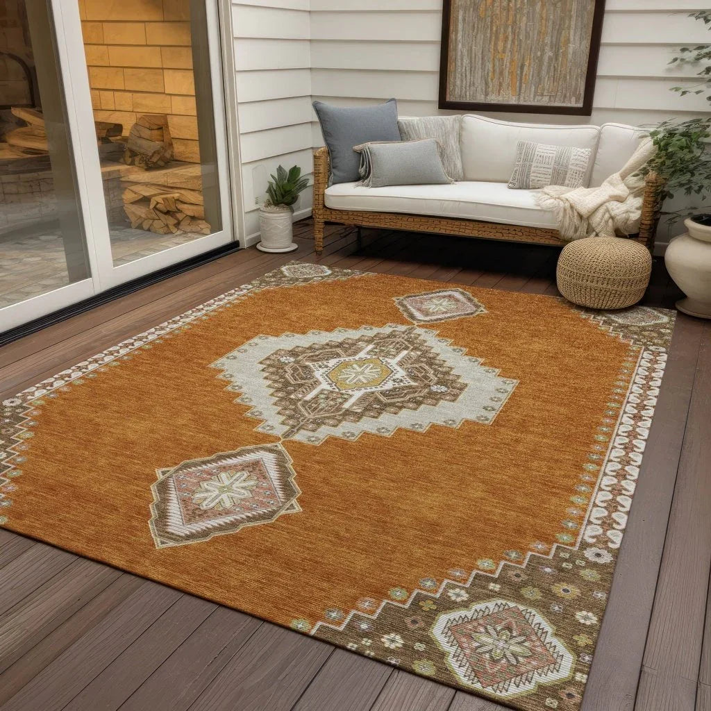 LOOMLAN Rugs Elira Orange Washable Indoor-Outdoor Rug