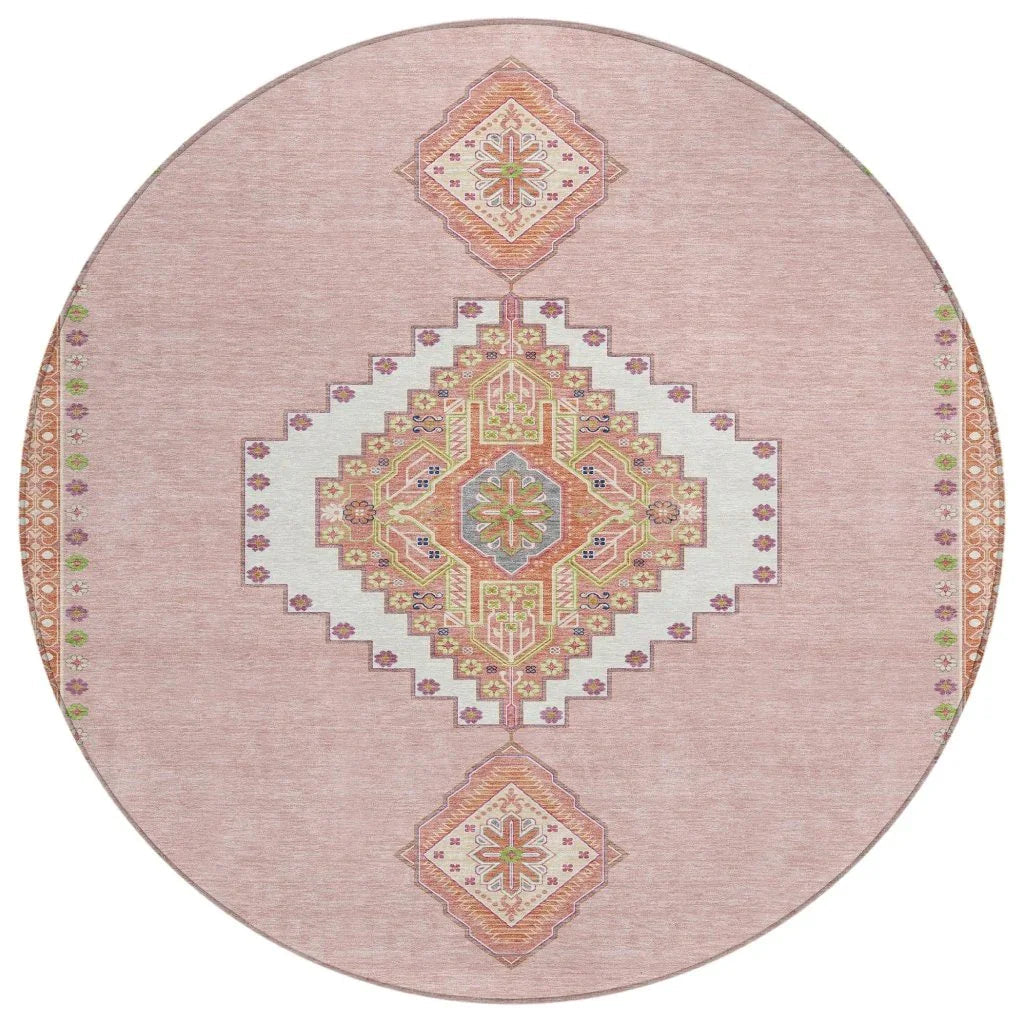 LOOMLAN Rugs Elira Pink Washable Indoor-Outdoor Rug