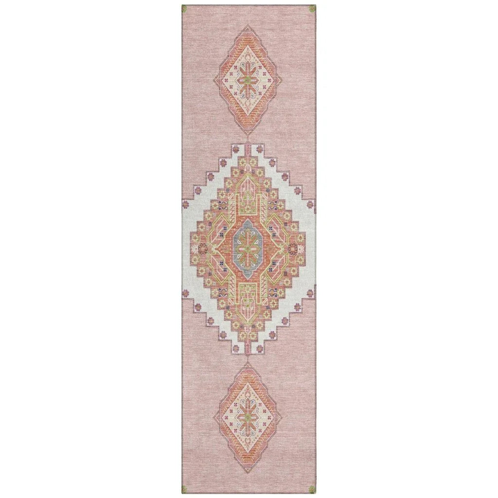 LOOMLAN Rugs Elira Pink Washable Indoor-Outdoor Rug