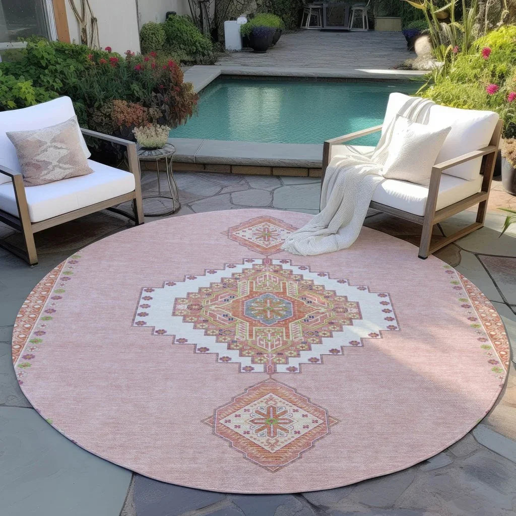 LOOMLAN Rugs Elira Pink Washable Indoor-Outdoor Rug