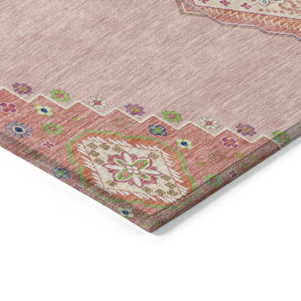 LOOMLAN Rugs Elira Pink Washable Indoor-Outdoor Rug