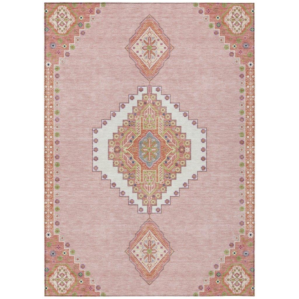LOOMLAN Rugs Elira Pink Washable Indoor-Outdoor Rug