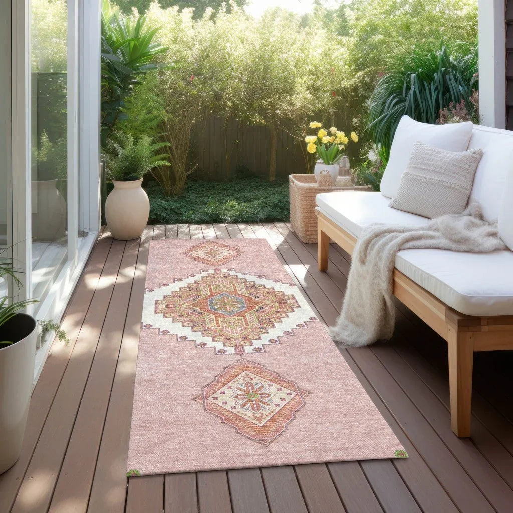 LOOMLAN Rugs Elira Pink Washable Indoor-Outdoor Rug