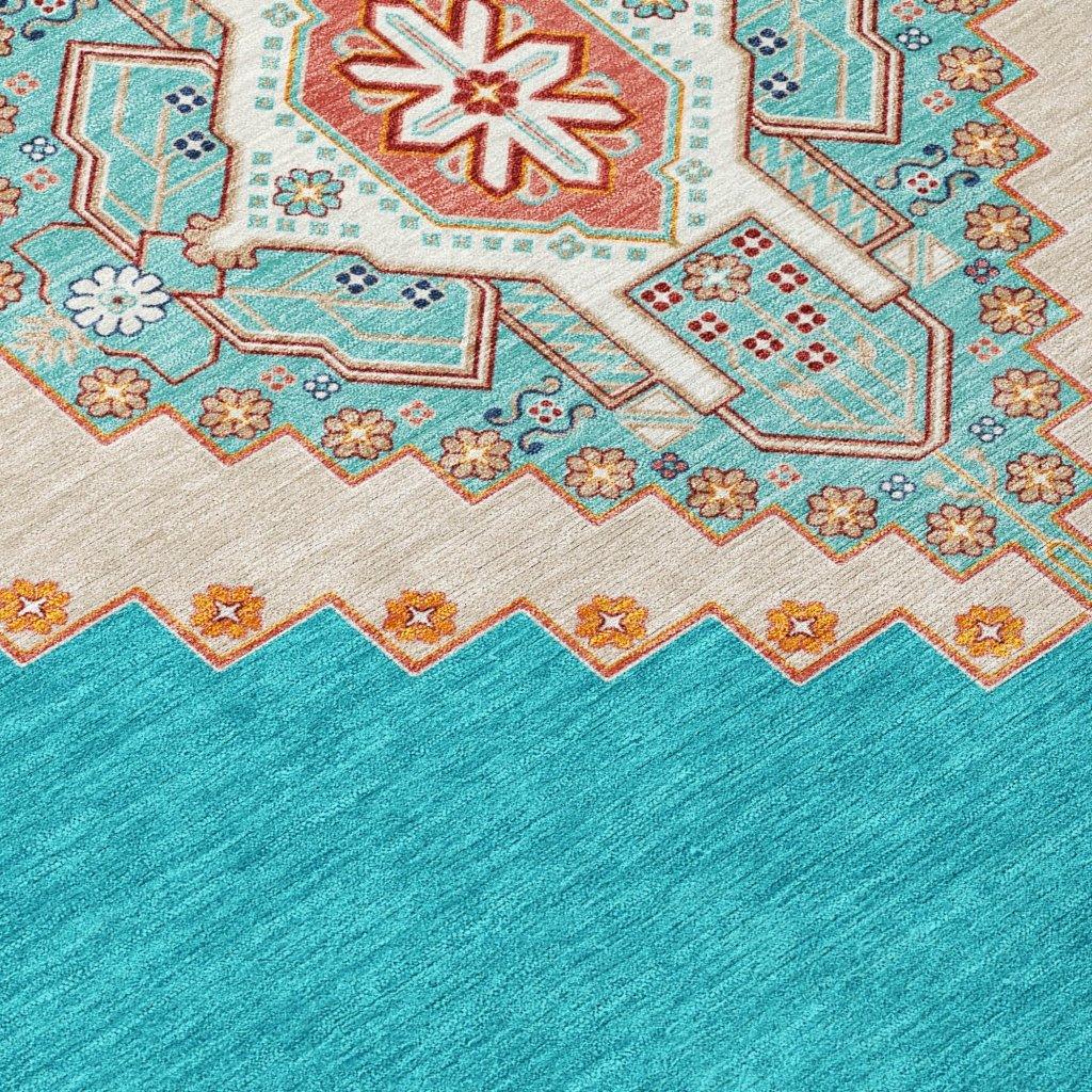 LOOMLAN Rugs Elira Teal Washable Indoor-Outdoor Rug