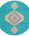 LOOMLAN Rugs Elira Teal Washable Indoor-Outdoor Rug