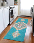 LOOMLAN Rugs Elira Teal Washable Indoor-Outdoor Rug