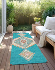 LOOMLAN Rugs Elira Teal Washable Indoor-Outdoor Rug