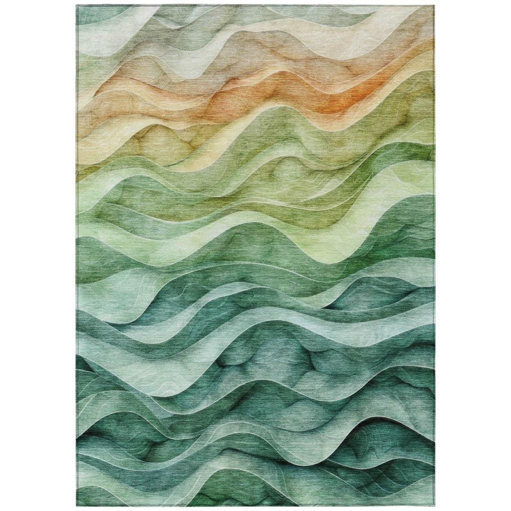 LOOMLAN Rugs Elissar Teal Washable Indoor-Outdoor Rug