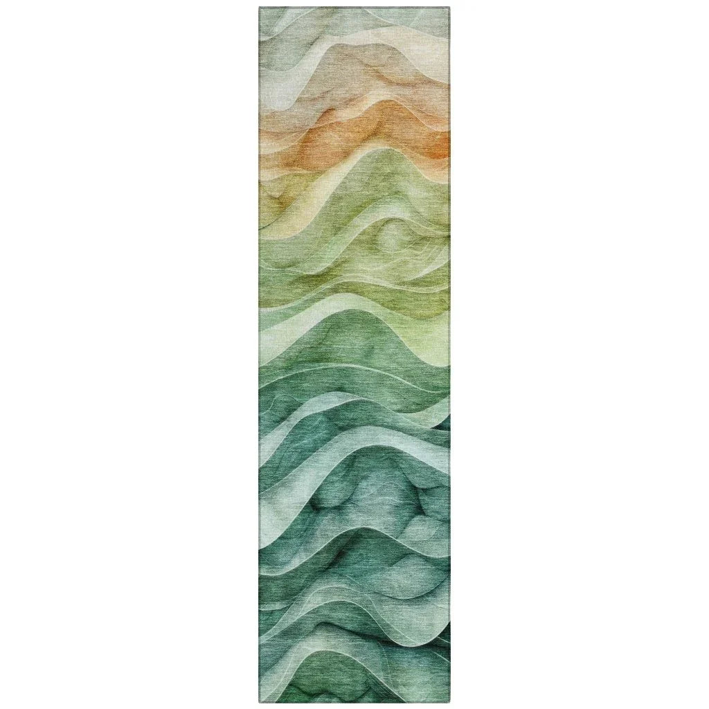 LOOMLAN Rugs Elissar Teal Washable Indoor-Outdoor Rug