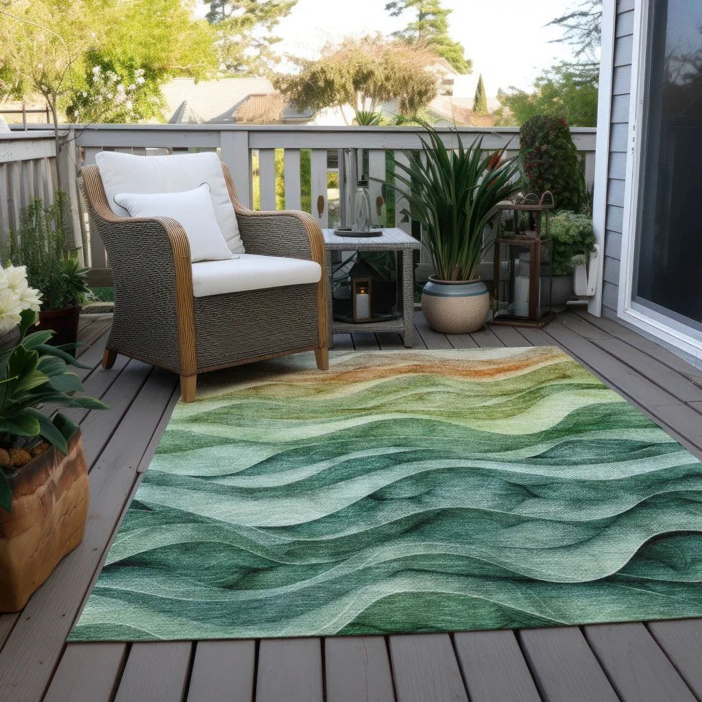 LOOMLAN Rugs Elissar Teal Washable Indoor-Outdoor Rug