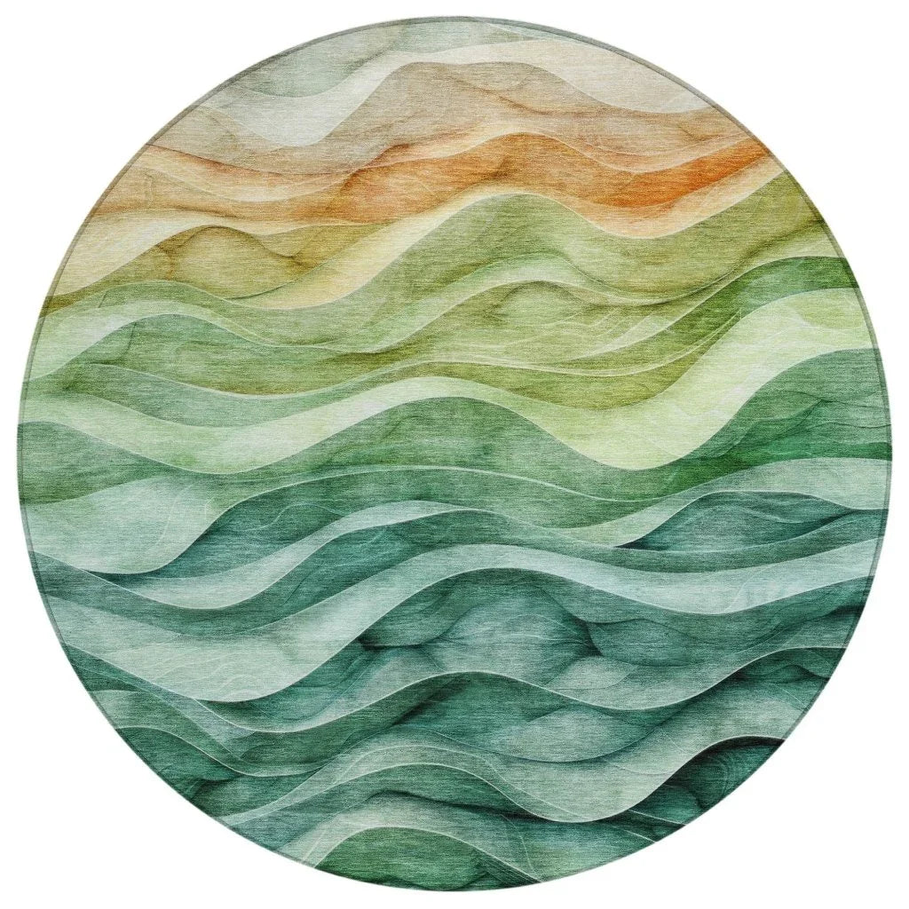 LOOMLAN Rugs Elissar Teal Washable Indoor-Outdoor Rug