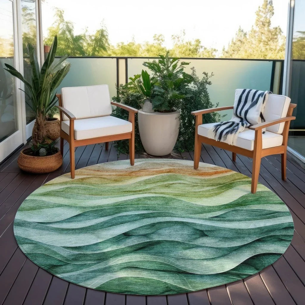 LOOMLAN Rugs Elissar Teal Washable Indoor-Outdoor Rug