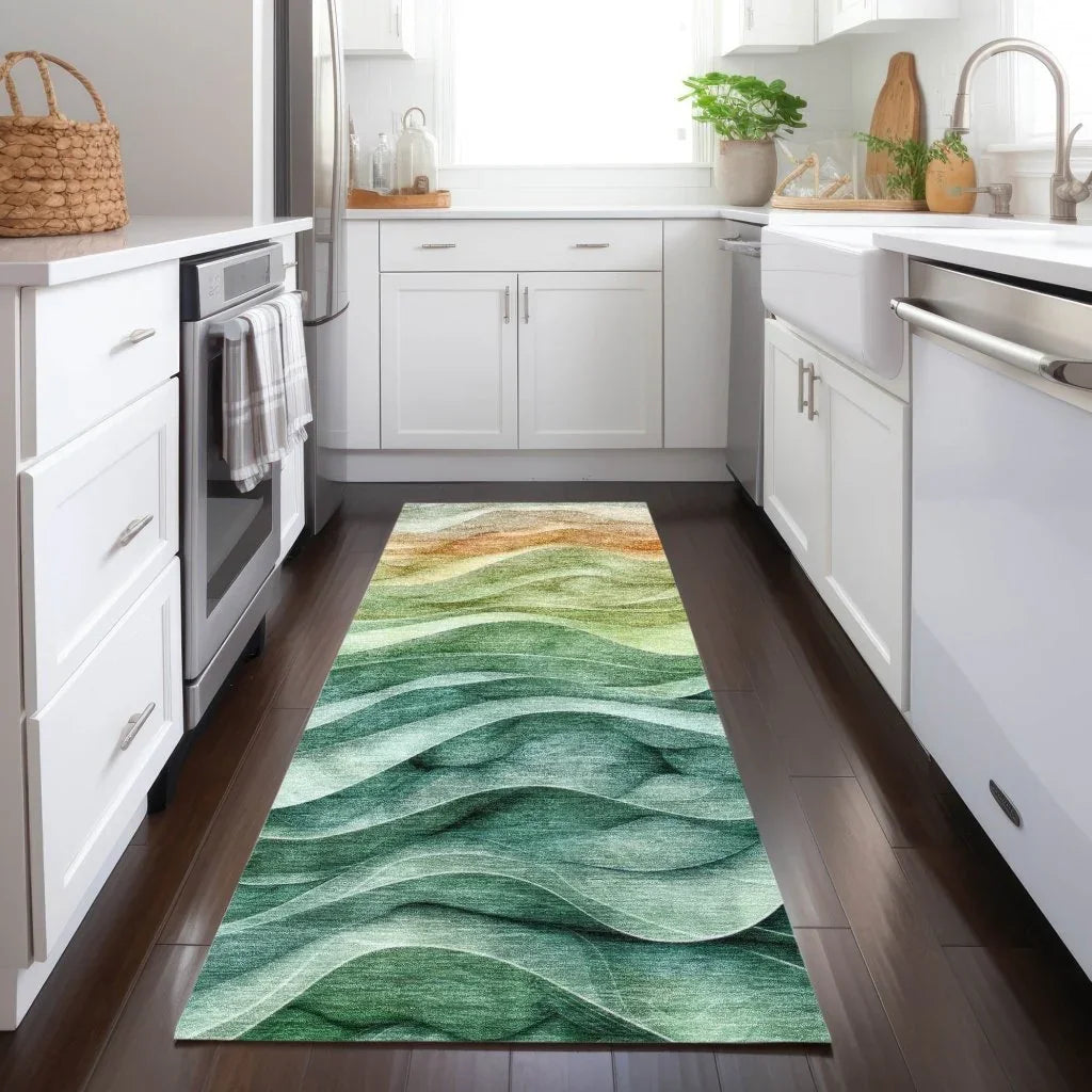 LOOMLAN Rugs Elissar Teal Washable Indoor-Outdoor Rug