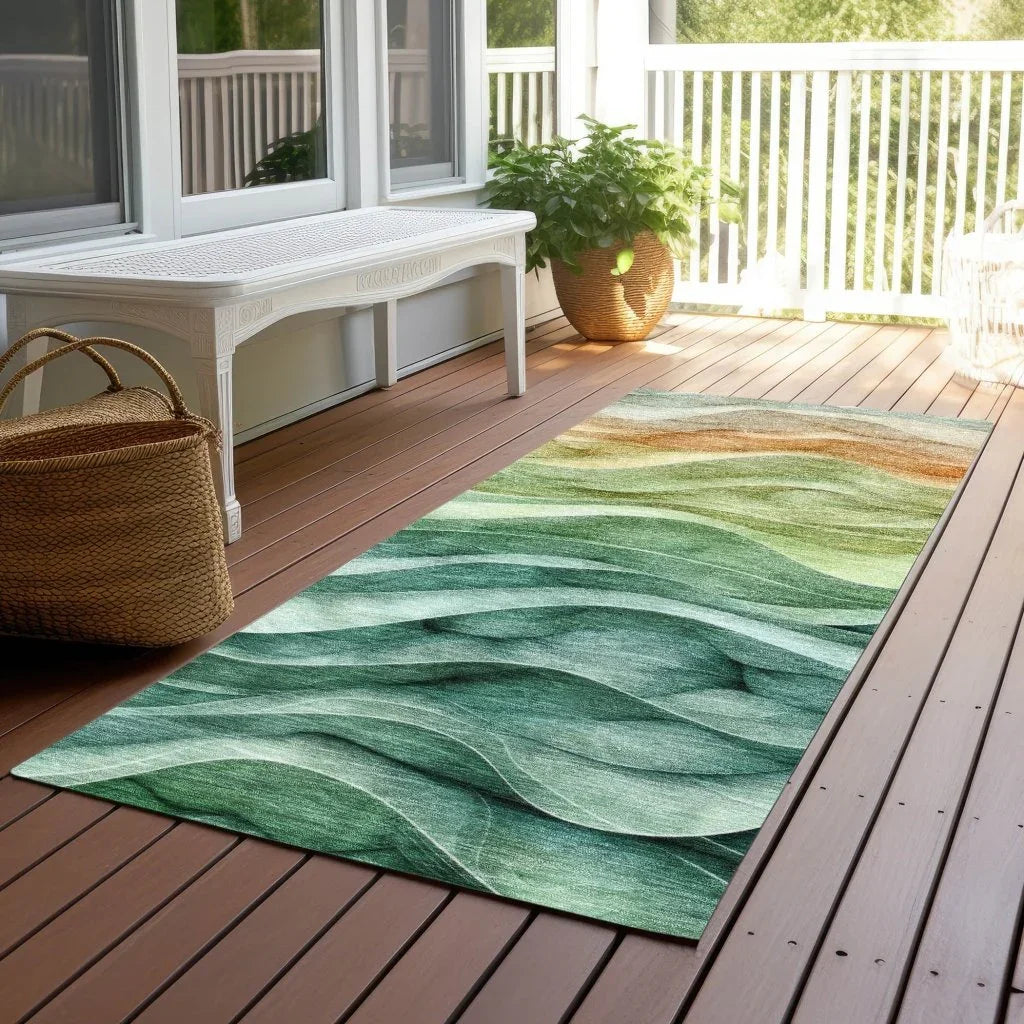 LOOMLAN Rugs Elissar Teal Washable Indoor-Outdoor Rug
