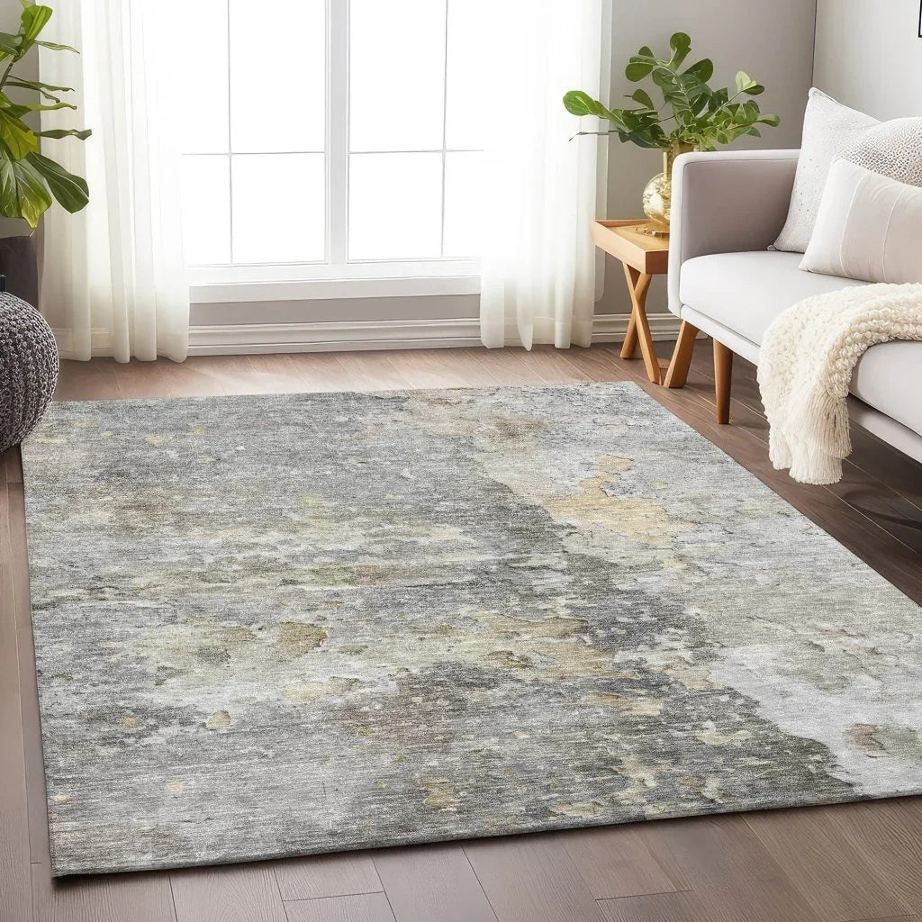 LOOMLAN Rugs Ellior Gray Washable Indoor-Outdoor Rug
