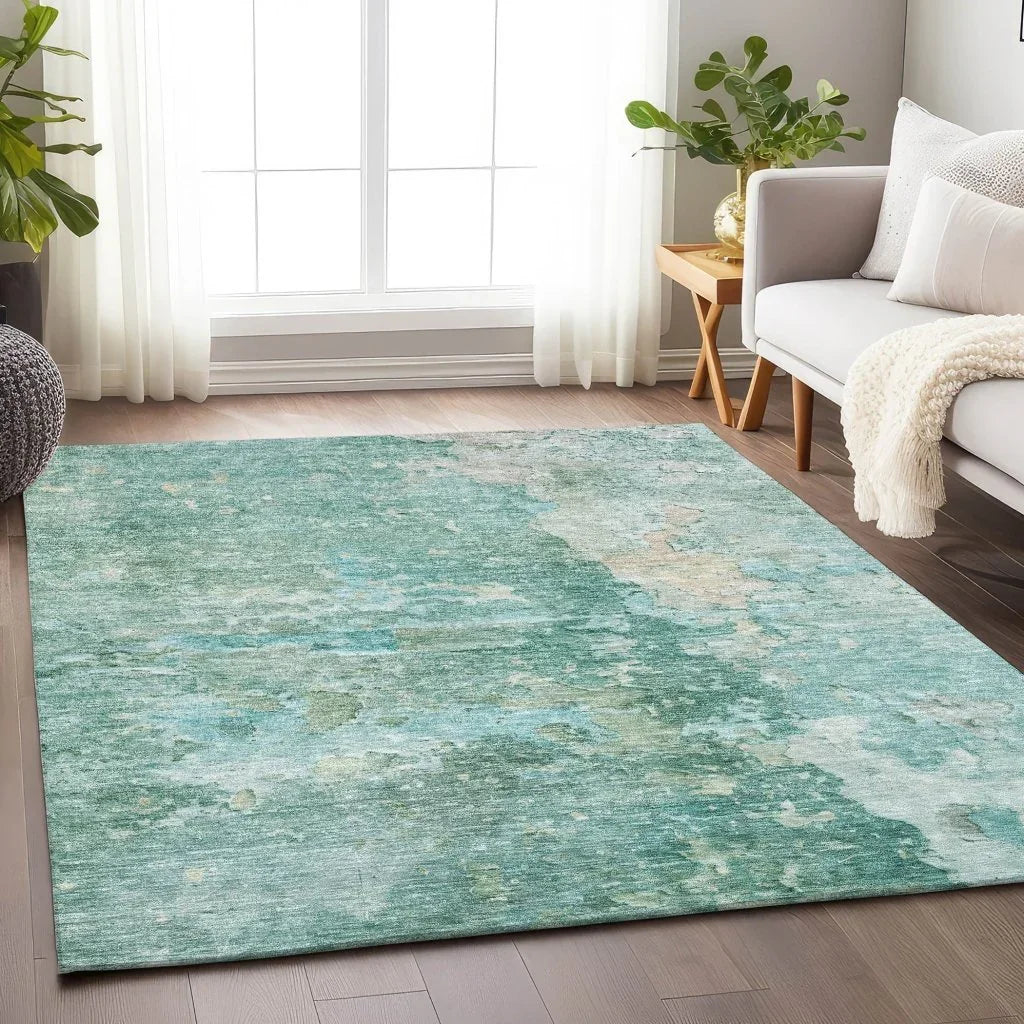 LOOMLAN Rugs Ellior Green Washable Indoor-Outdoor Rug