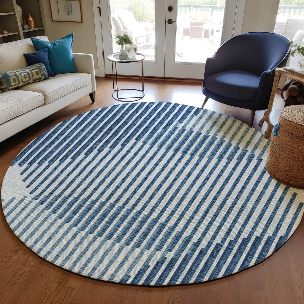 LOOMLAN Rugs Elowen Blue Washable Indoor-Outdoor Rug