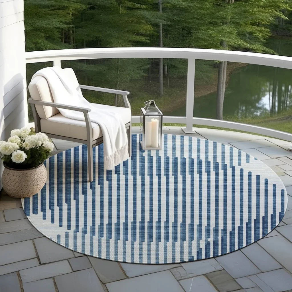 LOOMLAN Rugs Elowen Blue Washable Indoor-Outdoor Rug
