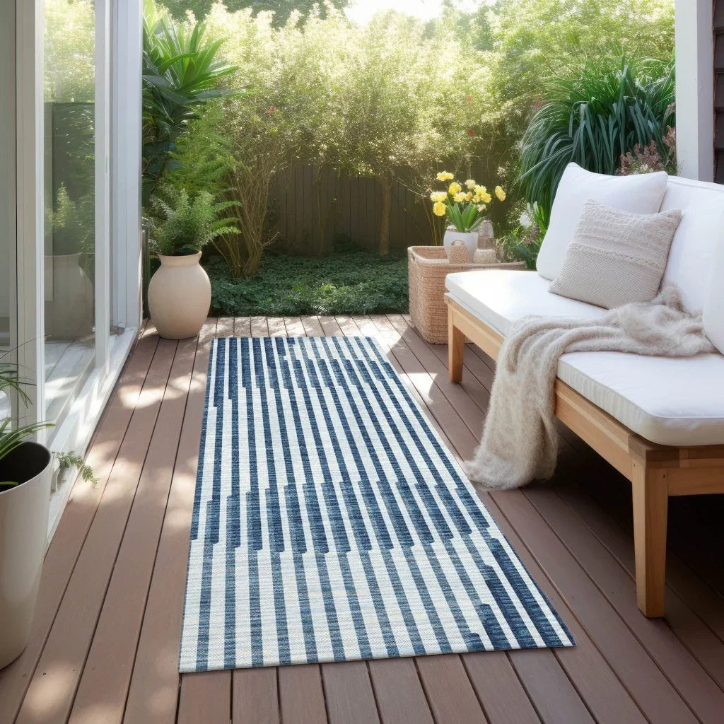 LOOMLAN Rugs Elowen Blue Washable Indoor-Outdoor Rug
