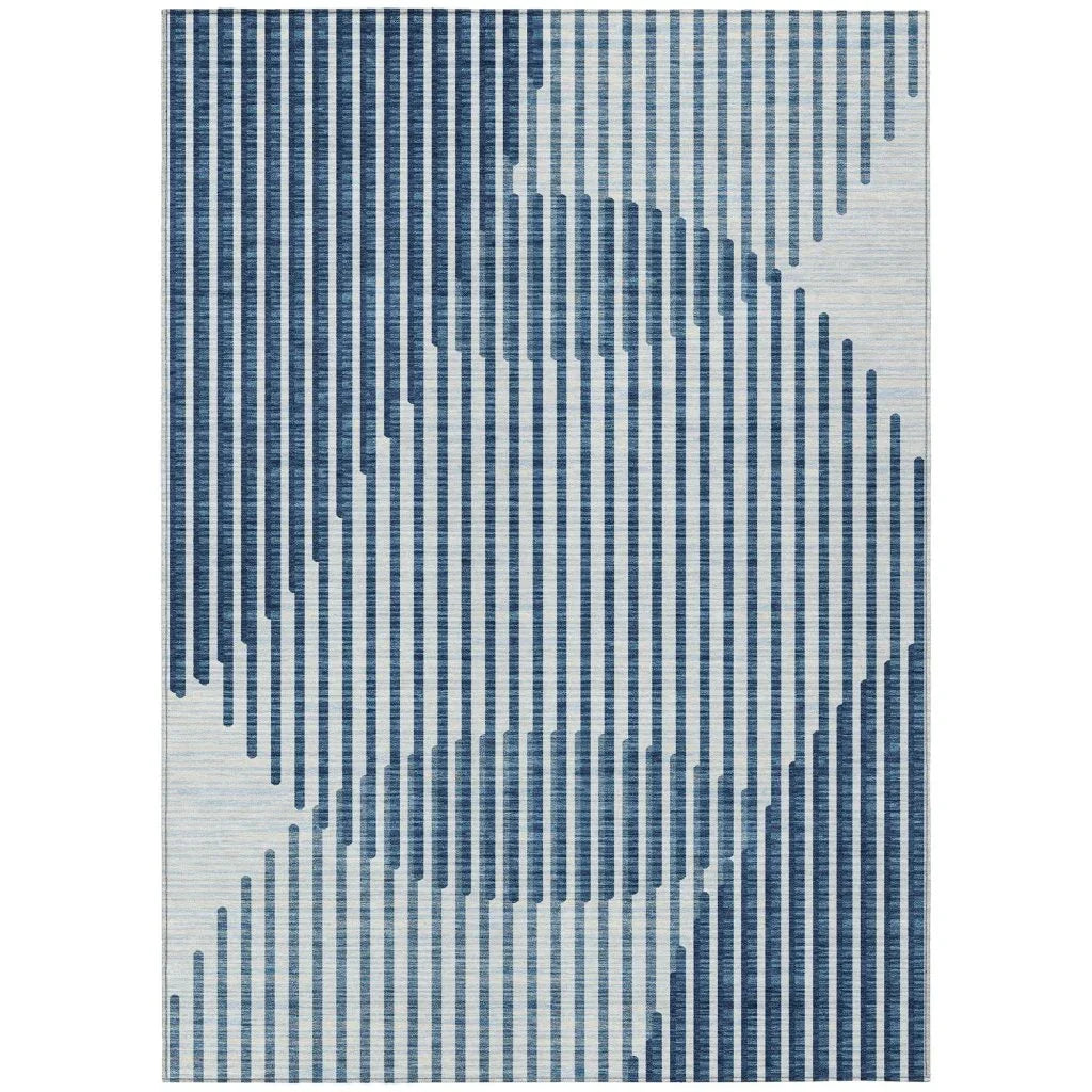 LOOMLAN Rugs Elowen Blue Washable Indoor-Outdoor Rug