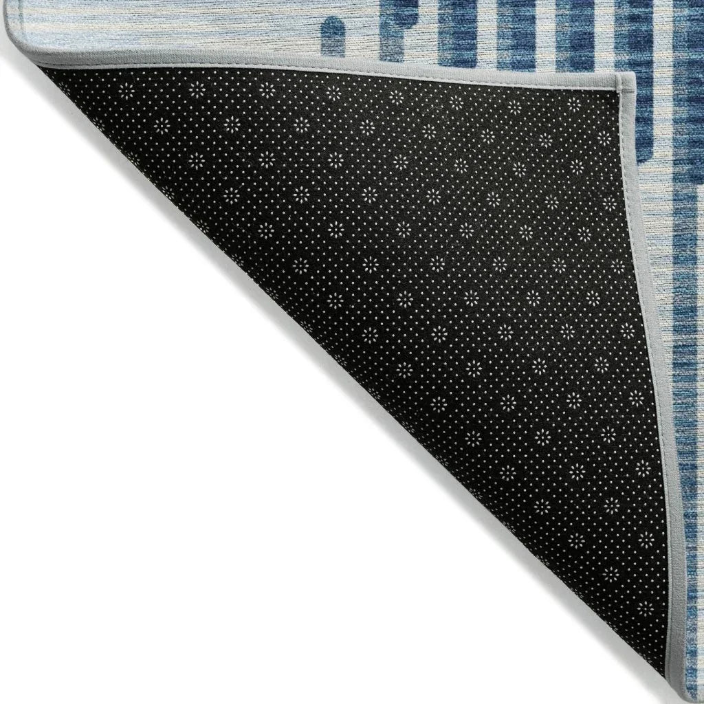 LOOMLAN Rugs Elowen Blue Washable Indoor-Outdoor Rug