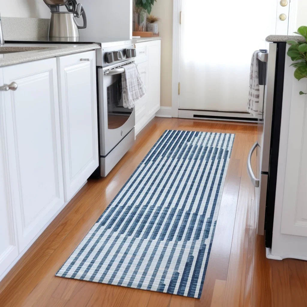 LOOMLAN Rugs Elowen Blue Washable Indoor-Outdoor Rug