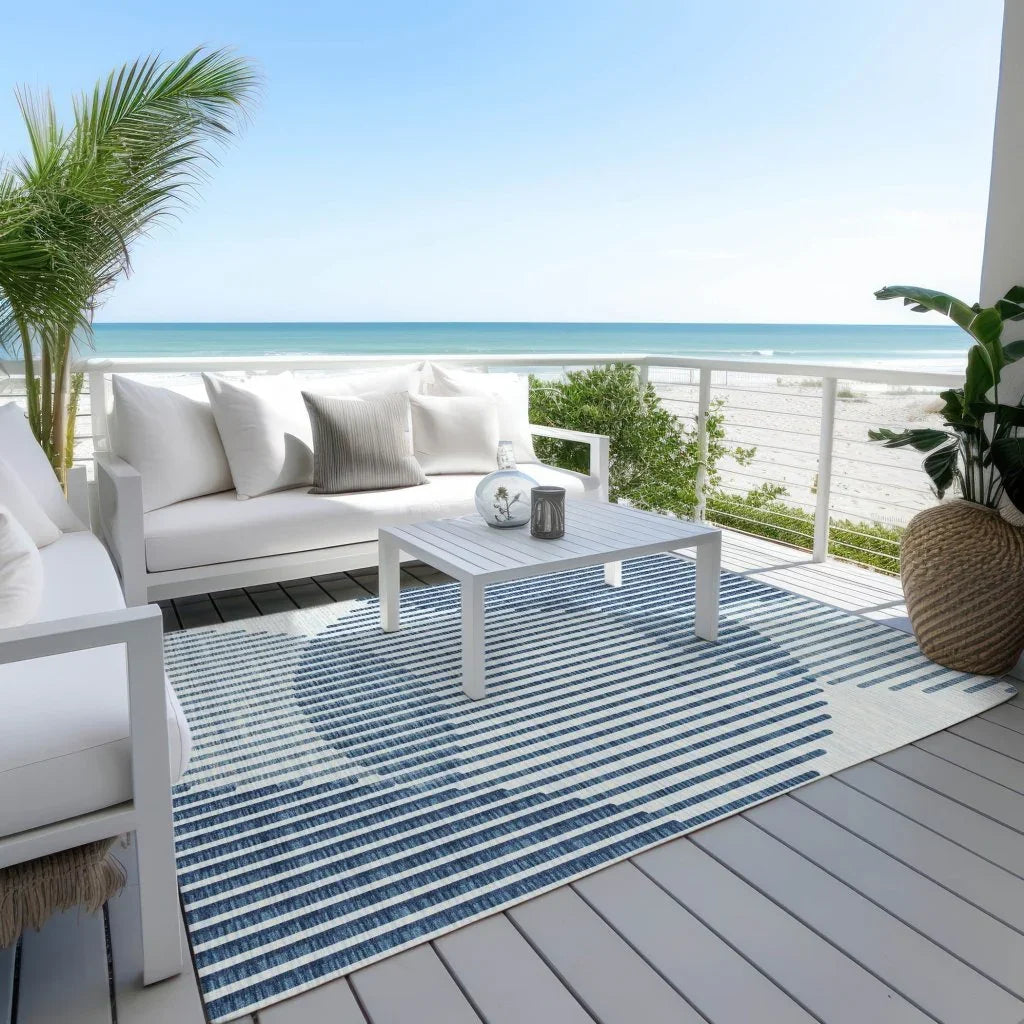 LOOMLAN Rugs Elowen Blue Washable Indoor-Outdoor Rug
