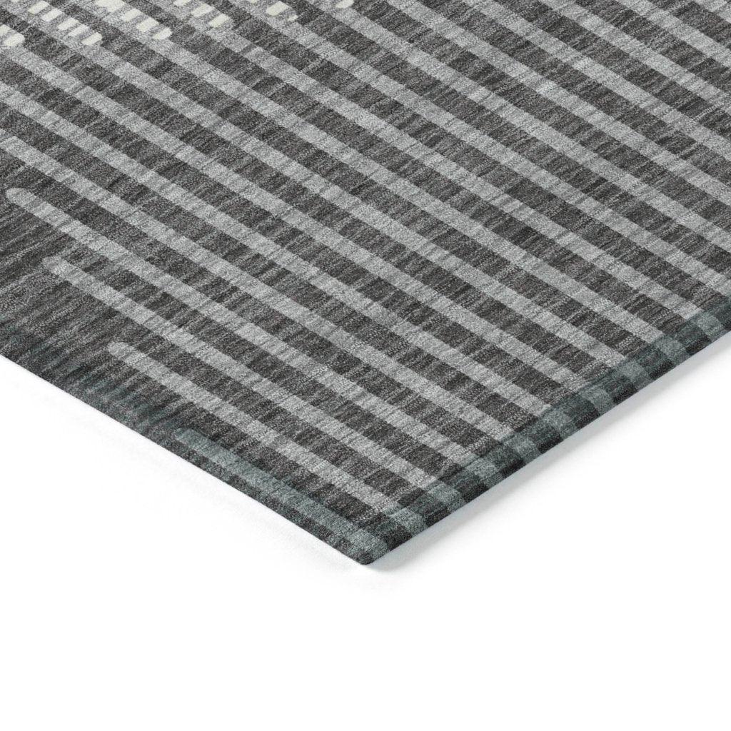 LOOMLAN Rugs Elowen Charcoal Washable Indoor-Outdoor Rug