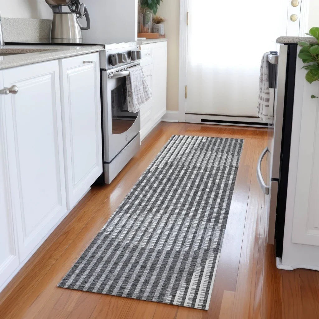 LOOMLAN Rugs Elowen Charcoal Washable Indoor-Outdoor Rug