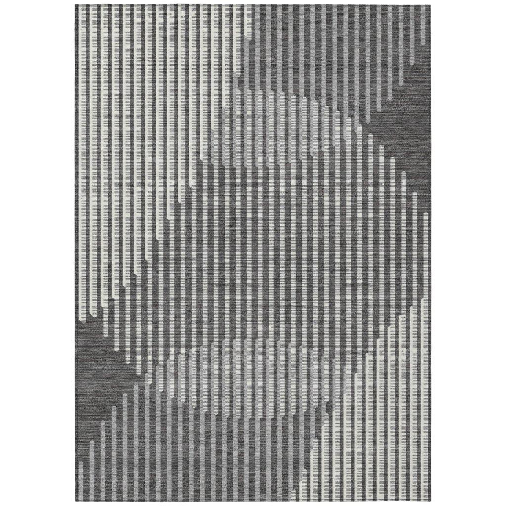 LOOMLAN Rugs Elowen Charcoal Washable Indoor-Outdoor Rug