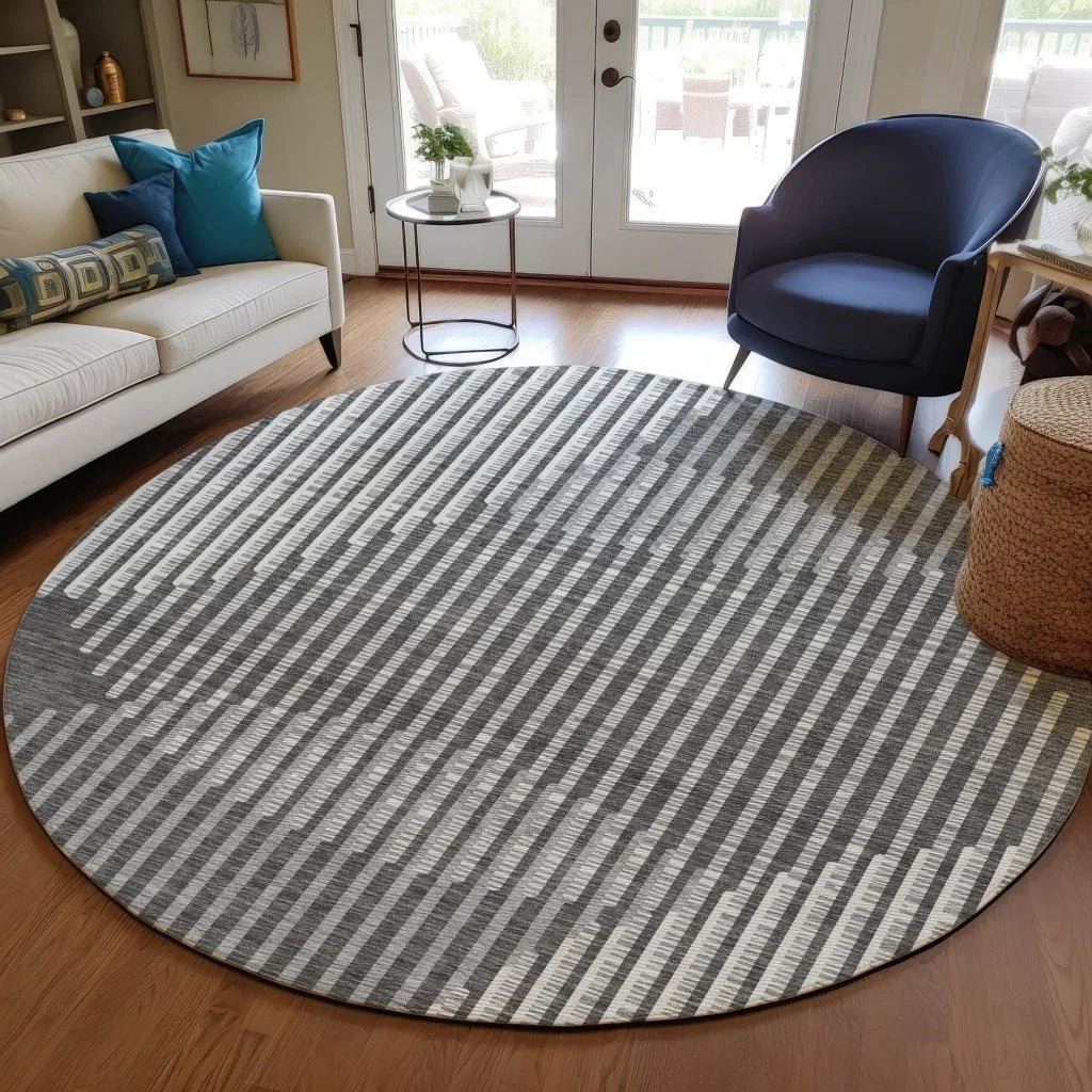 LOOMLAN Rugs Elowen Charcoal Washable Indoor-Outdoor Rug