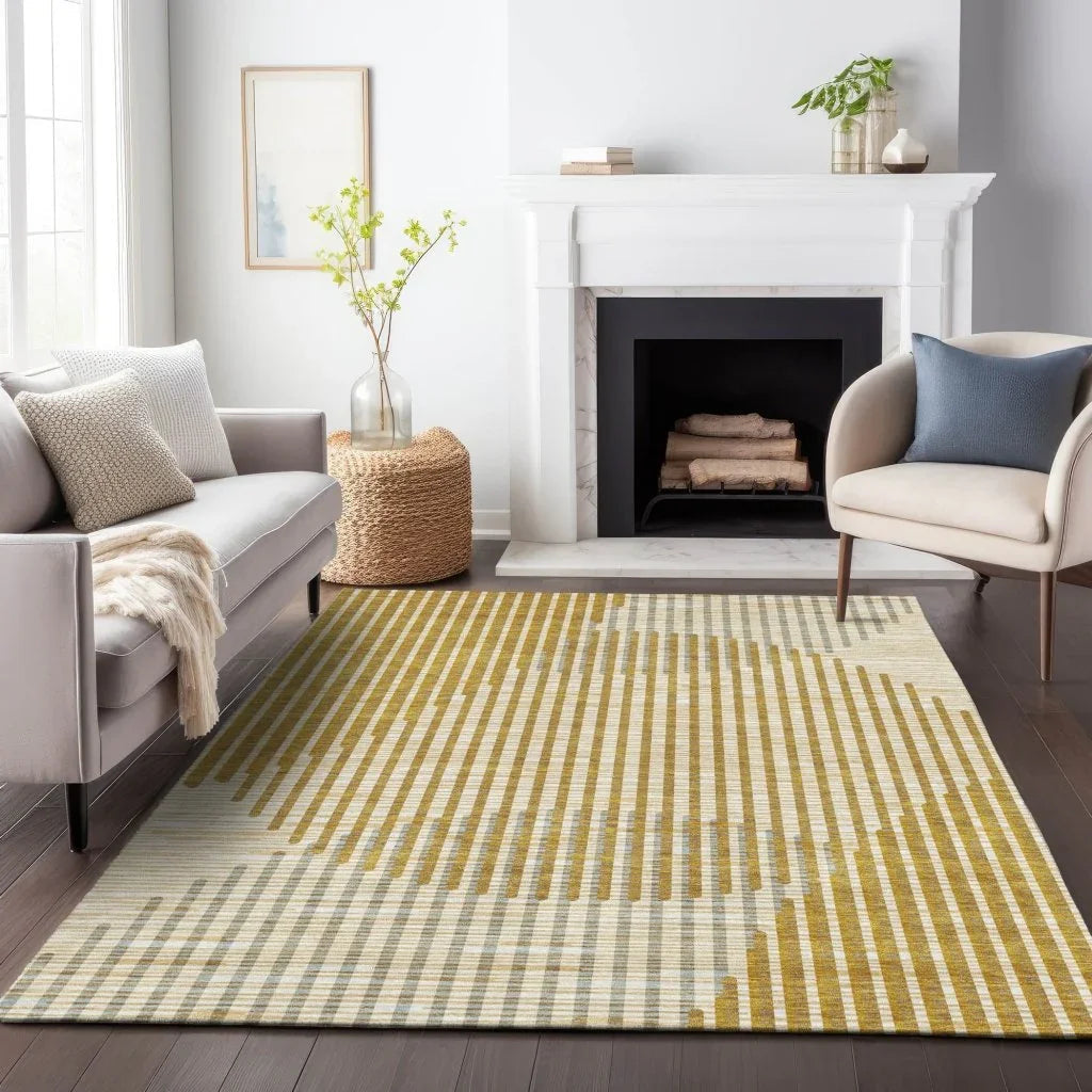 LOOMLAN Rugs Elowen Gold Washable Indoor-Outdoor Rug