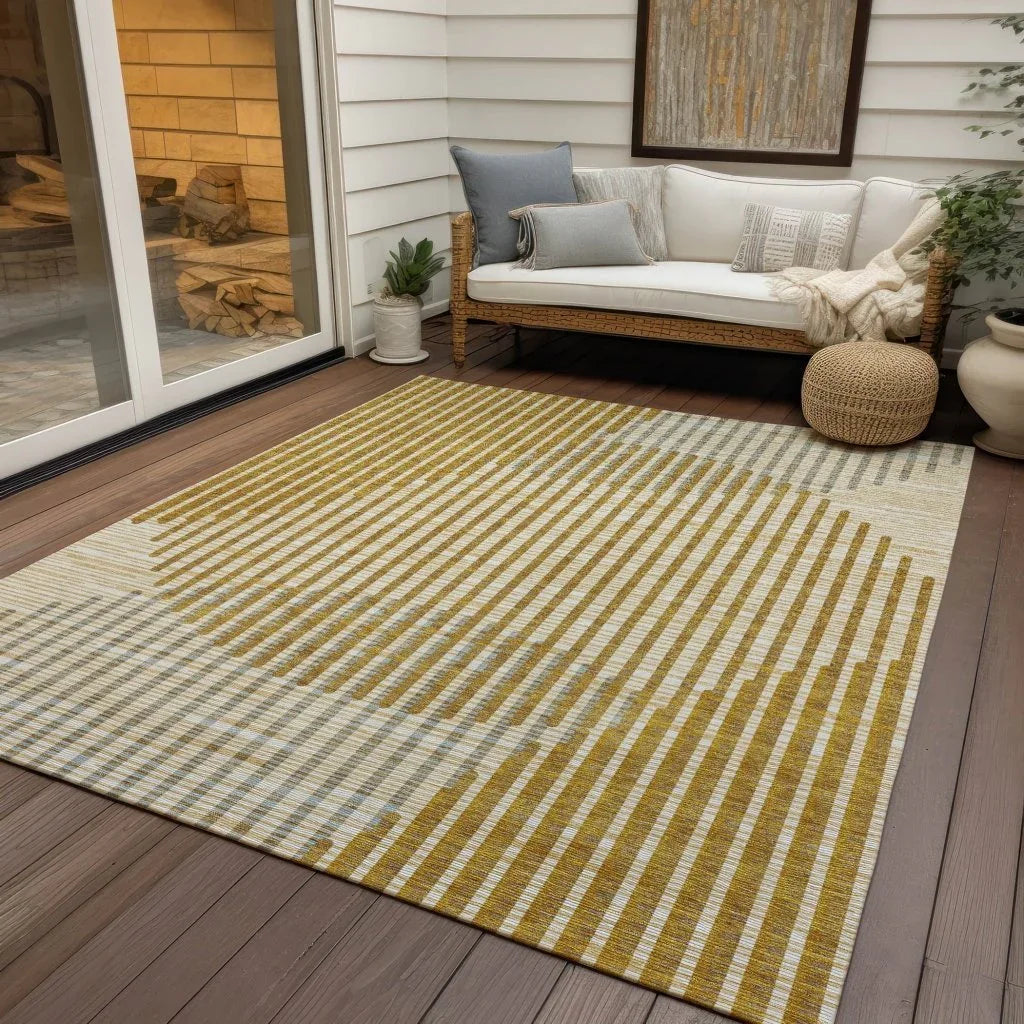 LOOMLAN Rugs Elowen Gold Washable Indoor-Outdoor Rug