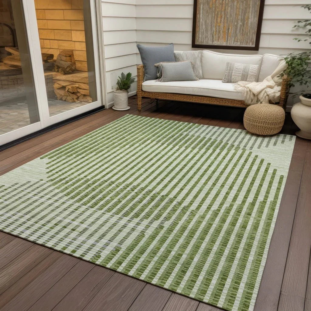 LOOMLAN Rugs Elowen Green Washable Indoor-Outdoor Rug