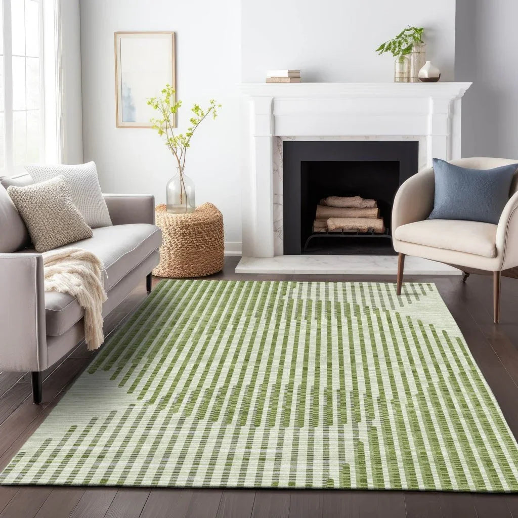 LOOMLAN Rugs Elowen Green Washable Indoor-Outdoor Rug