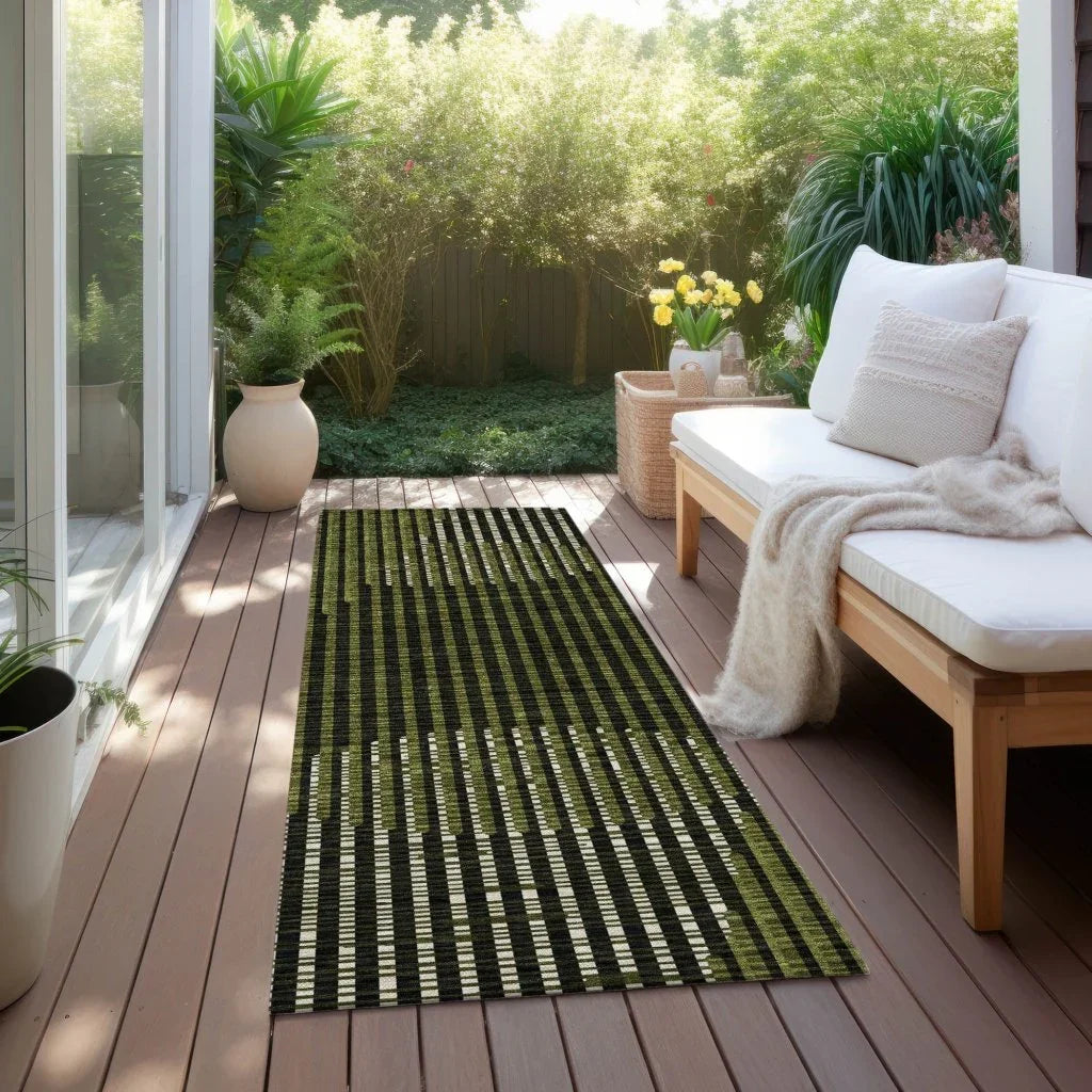 LOOMLAN Rugs Elowen Olive Washable Indoor-Outdoor Rug