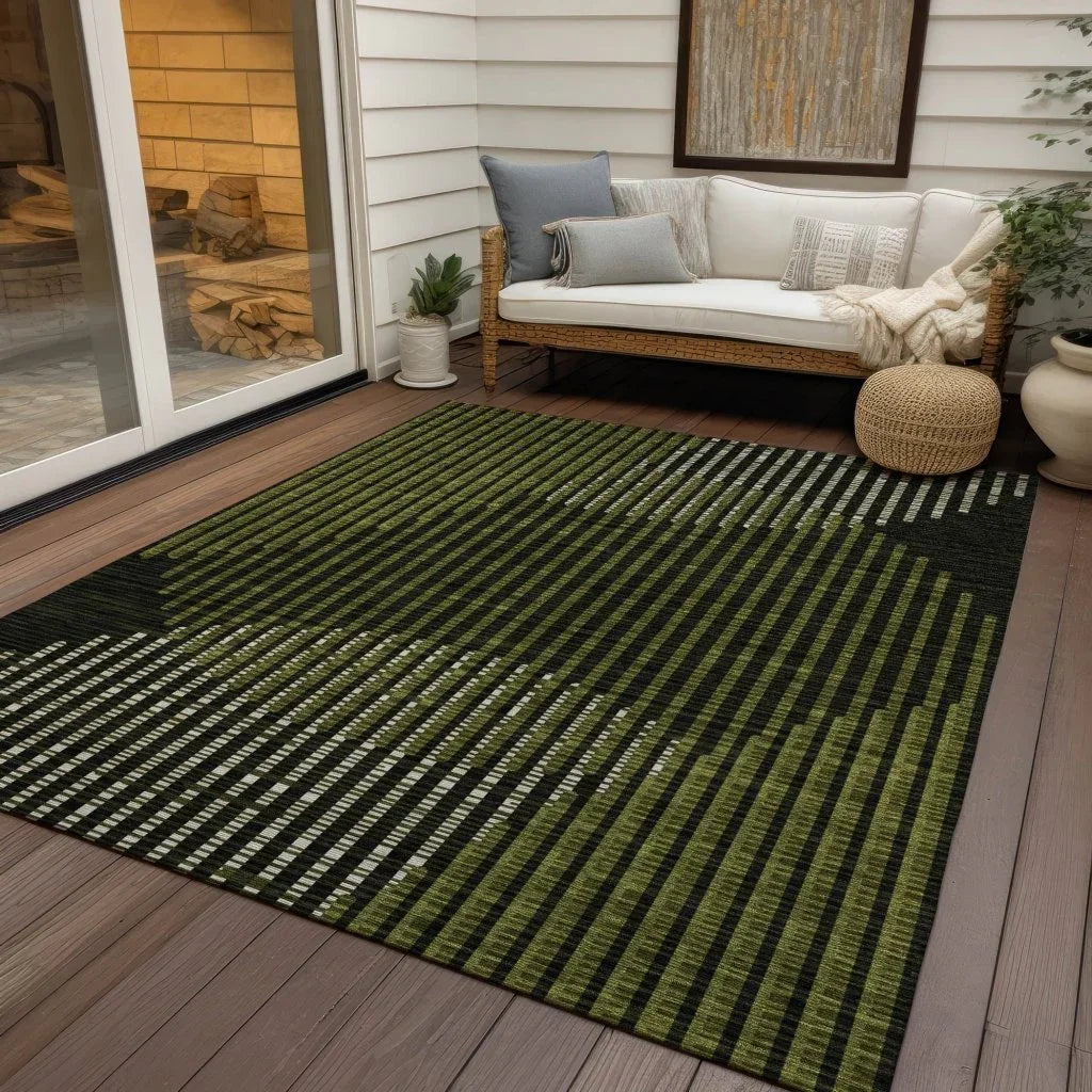 LOOMLAN Rugs Elowen Olive Washable Indoor-Outdoor Rug